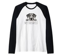 Merle Great Dane My Therapist Dog Lover Raglan Baseball Tee