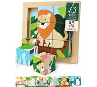 Merle Toys 6-in-1 Cube Puzzle from 2 Years, 100% Eco Beech Wood, Cube Puzzle from 3 Years, Picture Cube Wooden Puzzle from 2 Years, 4.5 cm Large Cube, Puzzle with Rounded Corners and Picture Templates