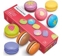 MERLE TOYS - Macarons: Montessori Toy for Children Aged 2, 3, 4 Years, Children's Kitchen Accessory, Ideal Wooden Toy for Play Kitchens and Shops, 8 Colourful Macarons