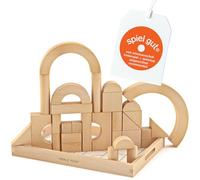 Merle Toys® Premium Wooden Building Blocks for Kids - Large Wooden Blocks for Creative Play, Plain Wooden Blocks for Kids, Rounded Edges for Safe Play, 100% FSC-Certified Wood, Ages 2+, 30-Piece Set