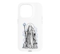 Merlin Arthurian Wizard Sacred Magic Fantasy Line Art Case for iPhone 15 Pro
