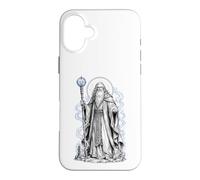 Merlin Arthurian Wizard Sacred Magic Fantasy Line Art Case for iPhone 16 Plus