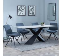 Merlin Dining Set - 6-8 Seater - 180cm - White Ceramic - Boden Swivel Dining Chairs - Dark Grey Fabric