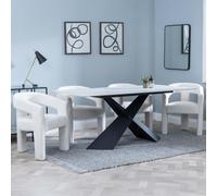 Merlin Dining Set - 6-8 Seater - 180cm - White Ceramic - Kiefer Dining Chairs - Cream Boucle Fabric