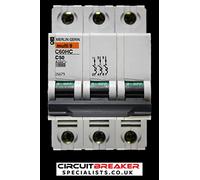 MERLIN GERIN 50 AMP TYPE C 10kA TRIPLE POLE MCB CIRCUIT BREAKER C60HC 25679