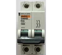 Merlin Gerin C60HD D63 2P MCB 63A Type D 25722