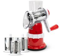 Merlin Multi-Slice Rotary Cheese Grater (Red) - 3 Interchangeable Drums, BPA-Free, Dishwasher Safe - Designed to Slice, Shred and Grate Vegetables, Cheeses and Meats - Graters for The Kitchen