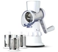 Merlin Multi-Slice Rotary Cheese Grater (White) - 3 Interchangeable Drums, BPA-Free, Dishwasher Safe - Designed to Slice, Shred and Grate Vegetables, Cheeses and Meats - Graters for The Kitchen