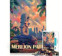 Merlion Park Singapore 1000 Pieces Jigsaw Puzzles for Adults Strong Logic Sharp Color Fun Challenge (38x52cm)