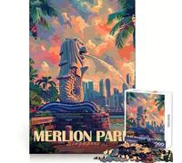 Merlion Park Singapore Jigsaw for Teenagers1000 Pieces Brain Skill True Detail Pattern Assemble Christmas Idea (38x26cm)