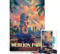 Merlion Park Singapore Jigsaw Puzzles for Adults 1000 Pieces Strong Logic Clear Color Fun Challenge Festive Gift (50x75cm)