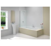 Merlyn Vivid Fixed Square Bath Screen 800mm 1500mm - Clear/Polished Chrome