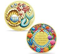 Mermaid 3 Year Sobriety Coin | Recovery Coin Featuring Fairy Tale and Underwater Themes, NA AA Coin with Token Capsule, Sobriety Gifts for Women and Girls