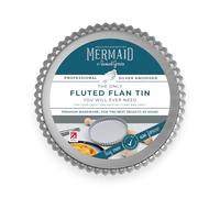 Mermaid 6" Silver Anodised Fluted Flan Tin Loose Base 15 x 2.5 cm - Non Toxic Professional Heavy Duty Aluminium, Naturally Non Stick, Silver Anodised Bakeware - Made in England by Samuel Groves