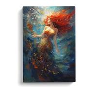 Mermaid Abstract Art Canvas Wall Art Print 30x20 Inch