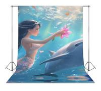 Mermaid And Whale Funny Photography Backdrops Photo Background for Photoshoot Easter Halloween Birthday Party