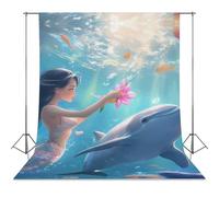 Mermaid And Whale Funny Photography Backdrops Photo Background for Photoshoot Easter Halloween Birthday Party