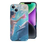 Mermaid And Whale Printed Phone Case Unisex Cute Hard Cellphone Protective Cover Compatible with iPhone 14/14 Plus/14 Pro/14 Pro Max