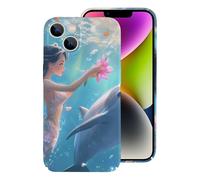 Mermaid And Whale Printed Phone Case Unisex Cute Hard Cellphone Protective Cover Compatible with iPhone 14/14 Plus/14 Pro/14 Pro Max