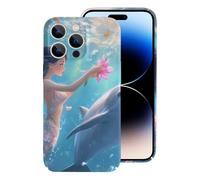 Mermaid And Whale Printed Phone Case Unisex Cute Hard Cellphone Protective Cover Compatible with iPhone 14/14 Plus/14 Pro/14 Pro Max