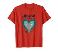 Mermaid at Heart Ocean Lover Fantasy Sea Shell Starfish T-Shirt, Men, Red, XL