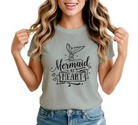 Mermaid at Heart Womens Graphic T-Shirt Mermaids Fantasy Ocean Tail Tee 2XL