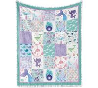 Mermaid Baby Throw Blanket for Girls, Soft Cozy Cute Mermaid Ocean Theme Plush Flannel Crib Blanket for Nursery, 76x100 cm Purple Teal Mermaid Fleece Fluffy Blanket for Couch Newborn Toddler Kids Gift