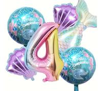 Mermaid Balloons, 6 Pieces Mermaid 4th Birthday Decorations, Mermaid Birthday Decorations Balloons, Mermaid Party Decorations Aluminium film balloons, for Birthday Christmas