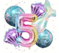 Mermaid Balloons, 6 Pieces Mermaid 5th Birthday Decorations, Mermaid Birthday Decorations Balloons, Mermaid Party Decorations Aluminium film balloons, for Girl Birthday Christmas
