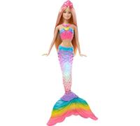 Mermaid Barbie Doll with Light-Up Rainbow Tail, Barbie Dreamtopia Mermaid Toys, Colorful Look with Tiara, DHC40