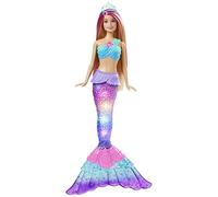 Mermaid Barbie Doll with Water-Activated Twinkle Light-Up Tail, Barbie Dreamtopia Mermaid Toys, Pink-Streaked Hair, HDJ36