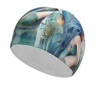 Mermaid Bathing Cap High Elasticity Swimming Caps Fit Both Long Hair Short Hair Comfortable Large Shower Cap for Drag Reduction and Hair Protection