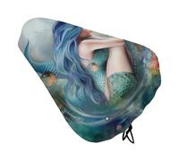 Mermaid Bike Seat Cover Water-Repellent Exercise Bike Seat Cushion Bicycle Saddle Cover with Drawstring Rain Snow Dust Covers for City Mountain Road Biking