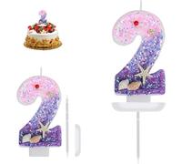Mermaid Birthday Cake Decorations Number Candles for Little Mermaid Cake Number 4 Candle for Mermaid Party Girl's 4st Birthday Mermaid Cake Topper Number Candles for Cakes Number (3)