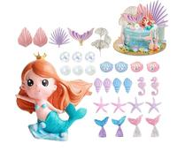 Mermaid Birthday Cake Decorations | Under The Sea Ornaments,Mermaid Birthday Decorations Set | for Kids Girls Boys Students Family Holiday Party Favors Baking