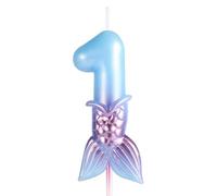 Mermaid Birthday Candles, Blue Number Candles Mermaid Birthday Decorations Happy Birthday Candles Cake Toppers Birthday Party Supplies for Wedding Anniversary (1)