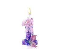 Mermaid Birthday Candles, Pink Purple Number Candles Mermaid Tail 1st Birthday Decorations First Cake Toppers for Party Supplies Anniversary Wedding(1)
