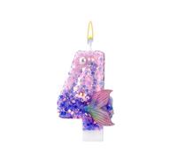 Mermaid Birthday Candles, Pink Purple Number Candles Mermaid Tail 4th Birthday Decorations Fourth Cake Toppers for Party Supplies Anniversary Wedding(4)