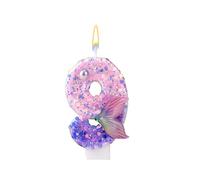 Mermaid Birthday Candles, Pink Purple Number Candles Mermaid Tail 9th Birthday Decorations Ninth Cake Toppers for Party Supplies Anniversary Wedding(9)