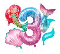 Mermaid Birthday Decoration, 40-inch 3-year-old Balloon Set, Suitable for Underwater Theme Parties, Birthdays, Anniversaries, and Underwater Birthday Party Decorations (3rd)