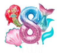 Mermaid Birthday Decoration, 40-inch 8-year-old Balloon Set, Suitable for Underwater Theme Parties, Birthdays, Anniversaries, and Underwater Birthday Party Decorations (8th)