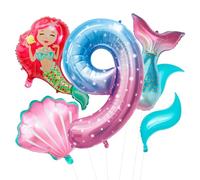 Mermaid Birthday Decoration, 40-inch 9-year-old Balloon Set, Suitable for Underwater Theme Parties, Birthdays, Anniversaries, and Underwater Birthday Party Decorations (9th)