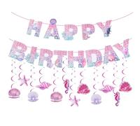 Mermaid Birthday Decoration, Children's Birthday Decoration, Iridescent Mermaid Garland, Garland Birthday Girls, for Birthday Parties, Surprise Preparations for Girls (Mermaid)