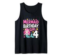 Mermaid Birthday Girl 4 Cute Mermaid Party Four Tank Top