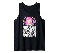 Mermaid Birthday Girl 4 Fourth Birthday Party Tank Top
