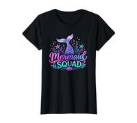 Mermaid Birthday Mermaid Squad Shell Yeah Party Crew Value Graphic T-Shirt, Women, Black, S