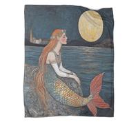 Mermaid Blanket,Scandinavian Folk Art Perfect Sofa Bed Cover 70x80inch(180x200cm),soft And Comfortable to The Touch,suitable for Keeping The Whole Family Warm