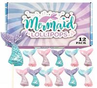 Mermaid Candy Lollipops (12 pieces) Individually Wrapped Suckers, Good for Mermaid Birthday Party, Goodie Bags, Candy Buffet, Party Favors