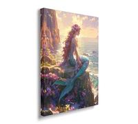 Mermaid Canvas Wall Art Ocean Pictures Mermaid Painting Prints Modern Artwork for Bathroom Living Room Bedroom Office Framed Wall Decor 12"x16"