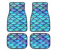 Mermaid Car Floor Mats Set of 4,Blue Mermaid Scale Print Vehicle Front Rear Carpets Mat Fish Scales Pattern Car Floor Carpets Rugs Non-Slip Auto Car Accessories Universal Fit for Car SUV Truck Van